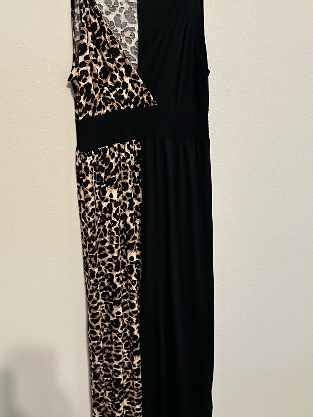 Venus Sleeveless Leopard Print & Black Maxi Dress